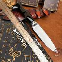 Couteau droit en acier Damas forgé, portable, pour camping en extérieur, haut de gamme, de collection, avec étui en cuir véritable, EDC, vente en gros OEM
