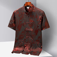 Costume traditionnel d'été pour hommes, chemise à manches courtes avec imprimé de dragon chinois, vêtements du Nouvel An, veste de Kung Fu