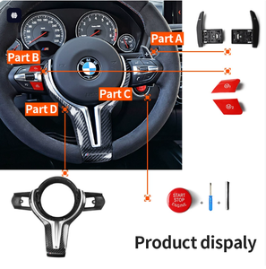 SOON TODA para Bmw M3 M4 X3 X4 F06 F10 F11 F15 F16 F22 F30 F31 F32 <span class=keywords><strong>volante</strong></span> Marco de botón de fibra de carbono cubierta decorativa - Product Image 3