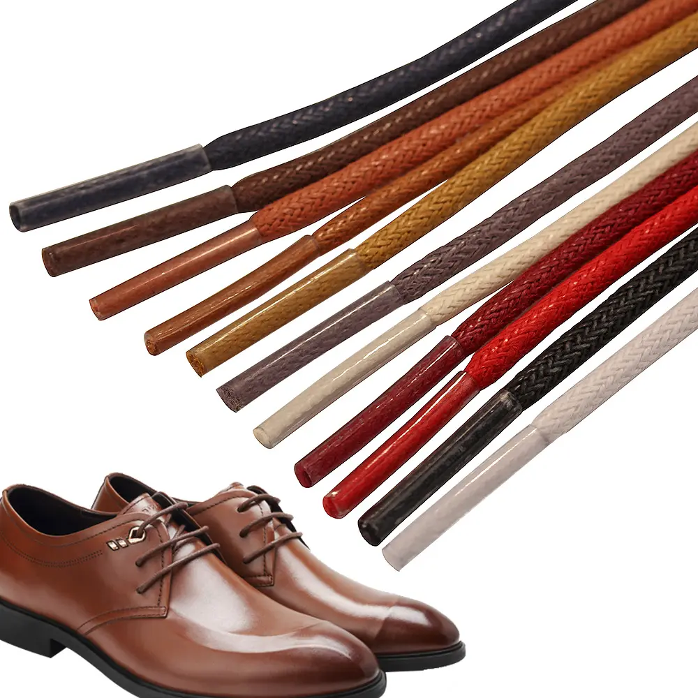 Waxed Shoe Laces Round Dress Shoe Coloured Shoelaces String Foot Rope 50-200cm 