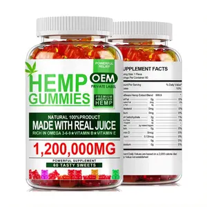 Provide Label Premium Natural Hemp Gummies Tasting Fresh Fruity Hemp Oil Bears Gummy Candy For Muscles Relaxation