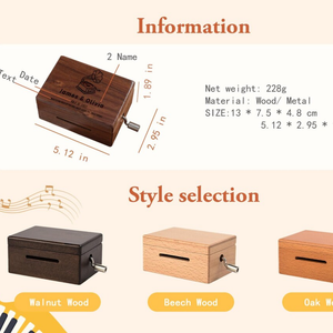 Caja de música de madera personalizada con manivela con mecanismo de canción, regalo de Navidad romántico para parejas, recuerdo de aniversario personalizado - Product Image 3