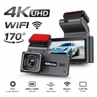 Caméra de rétroviseur 4K Ultra HD à double objectif, caméra embarquée WiFi avec contrôle par application, écran IPS 3,18 pouces, batterie 150 mAh, USB, mini time-lapse, garantie 1 an