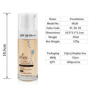 Nouvelle marque privée PIXY 3 couleurs couverture complète longue durée mat visage maquillage bouteille pompe tête fond de teint pour peau claire - Product Image 5