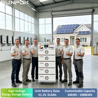 Système de batterie haute tension SUNPOK 100kWh-500kWh, batterie lithium haute tension 51.2V 314Ah pour système de stockage commercial