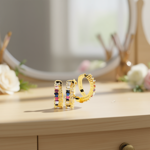 Pendientes de Aro de Oro Blanco E2844 para Mujer, con Cristales de Estrás, Diseño de Canal, Joyería de Moda para Fiestas - Product Image 2