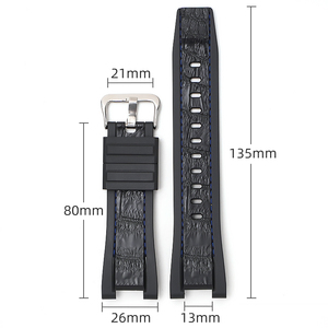 Correas de reloj de goma TPU con patrón de <span class=keywords><strong>cuero</strong></span> grabado 13mm * 26mm con correas de reloj de mano Stitch para la serie <span class=keywords><strong>Casio</strong></span> GST - Product Image 6