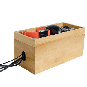 Bamboo Cable Management Organizer Box to Hide Wires&Power Strips | Cord Organizer Box | Cable Organizer for Home & Office