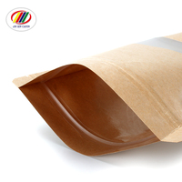 Vente en gros de sacs en papier kraft réutilisables en mylar transparent avec fermeture à glissière refermable à fond plat pour aliments avec fenêtre transparente