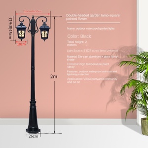 Farola de Jardín para Exteriores, Doble Lámpara LED IP66, Alimentación CA, Sensor de Movimiento, Poste Metálico Resistente a la Intemperie, Regulable, 10 Años de Duración - Product Image 2