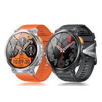 Montre connectée de sport K66 pour l'extérieur avec lampe de poche, appels Bluetooth, suivi de la santé (fréquence cardiaque, tension artérielle), étanchéité IP68, boîtier en alliage et bracelet en silicone