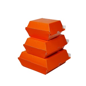 Caja de Hamburguesas Personalizada al por Mayor, Desechable, de Materiales Reciclados, Portátil, de Papel Kraft, para Comida Rápida para Llevar - Product Image 1