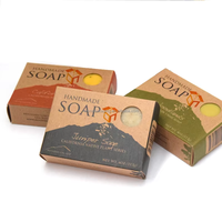 Boîtes à savon en papier kraft personnalisées matériaux recyclés revêtement UV lamination brillante vernissage savon fait maison parfum feuille avec fenêtre