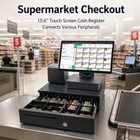 Système de point de vente tout-en-un de haute qualité avec écran tactile en aluminium de 15,6 pouces, machine de point de vente, caisse enregistreuse, système de point de vente fin