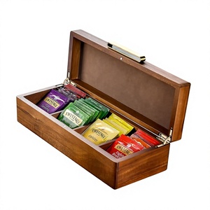 Wood <b>Tea</b> Storage <b>Box</b> Lid Engraved <b>Tea</b> Time Design 12 Compartment Rectangular Classic Style Lacquer Finish Handmade Storage - Product Image 5