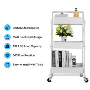 Trolley Folding Storage Shelves Movable Storage Shelves Organizer Multipurpose Foldable Metal Storage Rack for Kitchen Home - Product Image 2