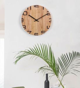 Wholesale Artistic Design Quiet Wooden Wall Clock Minimalist Non-Ticking Movement Modern <b>Round</b> Clock for Home Office & Nursery - Product Image 2