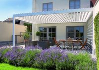 Persienne d'ouverture Auvent de toit rétractable Patio Imperméable Gris Gazebo Persienne Pergola Mobile 175 Type Aluminium PVC Poudre Enduit