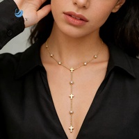 SUMMLY Vente en gros de pendentifs en forme de croix sur le thème de Pâques, plaqués or 18 carats, en acier inoxydable, ensemble de bijoux tendance