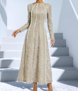 Abito da Sera di Lusso Modesto <span class=keywords><strong>con</strong></span> Paillettes Abaya Argento Dubai Vestito Maxi Musulmano Lungo da Festa per il Ramadan Abbigliamento di Design ODM - Product Image 1