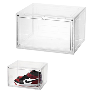 Wholesale Transparent PET Plastic Sneaker Stackable Shoe Storage Boxes Drop Front <b>Drawer</b> Type Magnetic Shoe Box Multi-use Modern - Product Image 1