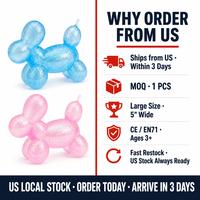 Southpeak Toy Chien ballon scintillant, jouet sensoriel anti-stress à remontée lente, jouet à presser, expédié depuis les États-Unis, en stock