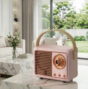 Haut-parleur sans fil rétro, <span class=keywords><strong>radio</strong></span> vintage BT 5.0, mini haut-parleur portable, son stéréo HD pour la maison, la <span class=keywords><strong>cuisine</strong></span>, le bureau, décoration - Product Image 1