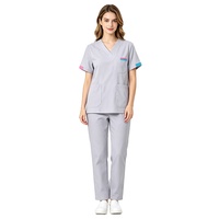 Tenue Médicale Professionnelle : Ensemble Blouse et Pantalon Col V en Polyester pour Hôpital, Clinique, Salle d'Opération – Uniforme Médical pour Médecins et Infirmières (OEM)