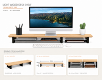 Support de moniteur surélevé en bois clair personnalisé pour ordinateur portable avec étagère de rangement, origine Chine