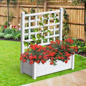 <span class=keywords><strong>Jardinière</strong></span> en plastique PVC blanc, treillis <span class=keywords><strong>pour</strong></span> plantes grimpantes - Product Image 6