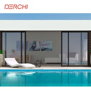 Modern 4 track patio outdoor thermal break aluminium double large glass lift sliding door