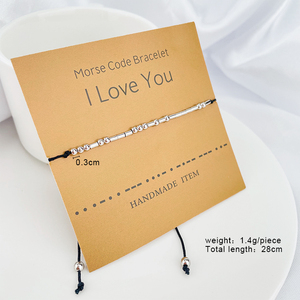 สร้อยข้อมือสแตนเลสสตีลแบบกำหนดเอง ลูกปัดรหัสมอร์ส ฉันรักคุณ เพื่อนซี้ สำหรับคู่รัก เครื่องประดับ - Product Image 4