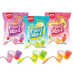 AMOS Caramelle Morbide a Doppio Gusto alla Frutta 10g Halal, Snack Gommoso alla Frutta, Gusti Fragola Limone Mela Uva - Product Image 1