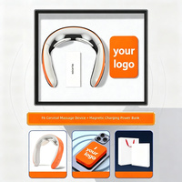 Masseur de cou personnalisé avec logo, batterie externe magnétique sans fil, boîte cadeau anti-stress et relaxante pour les employés, les clients ou comme souvenir