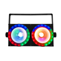 Promotion : Projecteur LED Blinder C0B 2*100W R-2 Blanc Froid + Blanc Chaud + 2*36*0.5W RGB 3-en-1 DMX512 pour Scène, DJ, Club, Fête