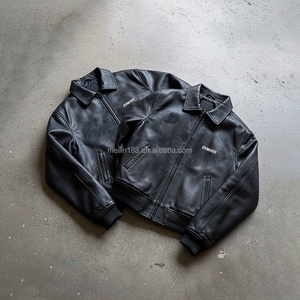 Vestes en cuir PU noir de qualité supérieure, design brodé personnalisé, streetwear tendance, coupe-vent, veste en cuir surdimensionnée pour hommes - Product Image 2