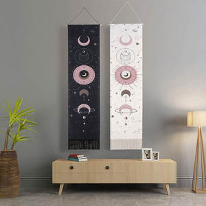Home Sun Moon Phase Tapisserie Dekor Makramee Quaste <span class=keywords><strong>Hand</strong></span> gewebte Wandbehang Zeichnung Tarot Schlafzimmer Kunst Hintergrund Stoff Bild - Product Image 5