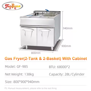 <span class=keywords><strong>Friteuse</strong></span> à <span class=keywords><strong>gaz</strong></span> professionnelle en acier inoxydable à <span class=keywords><strong>2</strong></span> <span class=keywords><strong>cuves</strong></span> et <span class=keywords><strong>2</strong></span> paniers, <span class=keywords><strong>friteuse</strong></span> à <span class=keywords><strong>gaz</strong></span> profonde avec armoire - Product Image 2