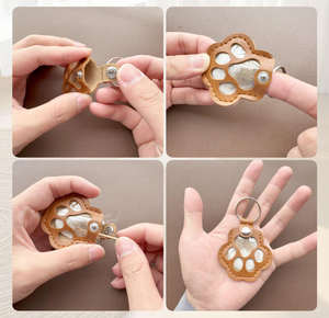 Porte-clés en cuir PU souple et élégant en forme de patte <span class=keywords><strong>pour</strong></span> animaux de compagnie, pendentif commémoratif <span class=keywords><strong>pour</strong></span> chats et chiens, idéal <span class=keywords><strong>pour</strong></span> le dropshipping - Product Image 5