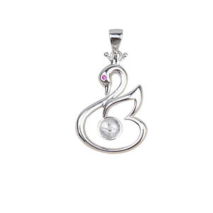 Pendentif en argent S925 en forme de cygne avec support vide pour perle de 8-9 mm, accessoire semi-bijou personnalisé pour cheveux pour femme - Product Image 5
