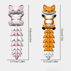 Cartoon Keychain Fox Cat 3D Printed Tail Pendant Plastic PVC Lightweight Souvenir Gift Pink Orange Color - Product Image 4
