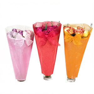 Manicotti <span class=keywords><strong>in</strong></span> <span class=keywords><strong>Organza</strong></span> Non Tessuta Riciclabile con Stampa per Bouquet di Fiori Freschi, Uso <span class=keywords><strong>in</strong></span> Supermercato - Product Image 2