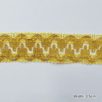 Dentelle de 3 cm avec des paillettes dorées et argentées, motif couronne, pour robes, chaussures et accessoires de sacs