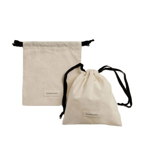 Sac cadeau pour bijoux faits main de haute qualité, en toile de coton de couleur naturelle, pochette anti-poussière avec étiquette tissée - Product Image 1