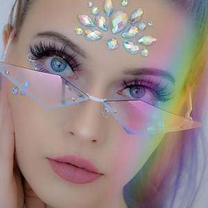 Nouveautés 2020, lunettes de soleil rétro tendance de haute qualité, monture irrégulière, petites lunettes de soleil sans monture, lunettes de soleil œil de chat UV400 - Product Image 3