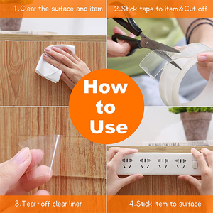 Nastro <span class=keywords><strong>Biadesivo</strong></span> ad Alta Adesione, Resistente al Calore, in Schiuma Estremamente Forte, Nastro Nano Trasparente <span class=keywords><strong>per</strong></span> Incollare Oggetti a Parete - Product Image 5