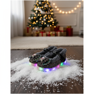 Chaussures Mary Jane coréennes OZKIZ à LED pour filles de 2 à 6 ans, avec strass et doublure en peluche, vente en gros, mode hiver pour enfants - Product Image 3