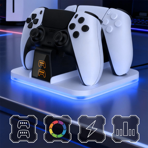 Base de Carga Doble para Controlador PS5/PS5 Elite, Base de Carga Rápida RGB para <span class=keywords><strong>DualSense</strong></span>/Edge - Product Image 4