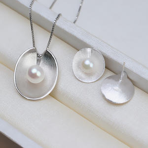 Colgante Grande de Concha Sólida de Plata S925 con Aretes de Perla, Bandeja de Accesorios para DIY 1385 de la Colección de Componentes de Joyería - Product Image 4