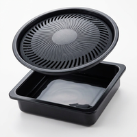 Plaque de cuisson coréenne 28 cm pour barbecue au charbon de bois, en fonte antiadhésive, portable, style Iwatani, pour camping extérieur, compatible avec les réchauds à cassette